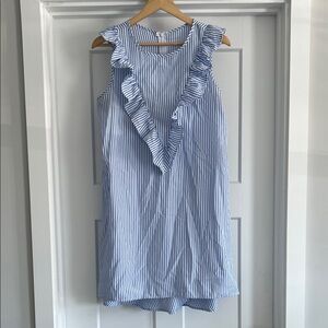 Summer Blue Stripe Ruffle Mini Dress - 229